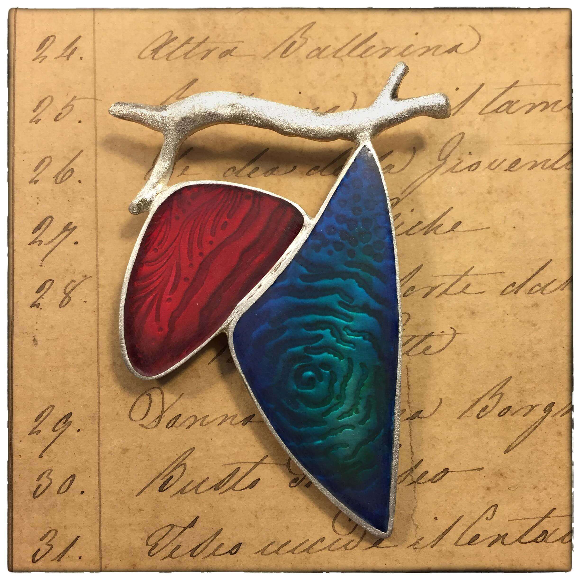 Brooch 960 silver and Resin by Patrik Kusek