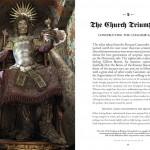 Ornate skeleton statue beside informational text.