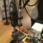 Jewelry drill press on wooden table.